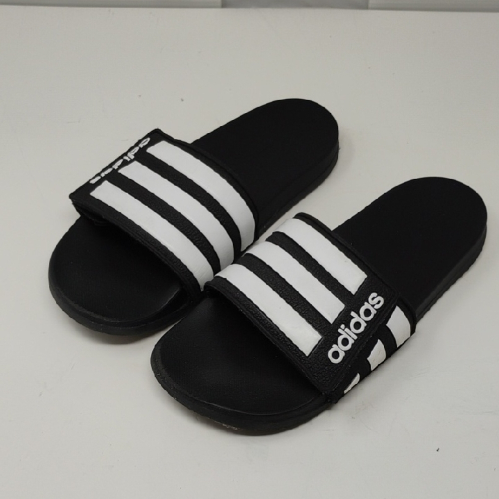 Adidas Striped Black and White Slides